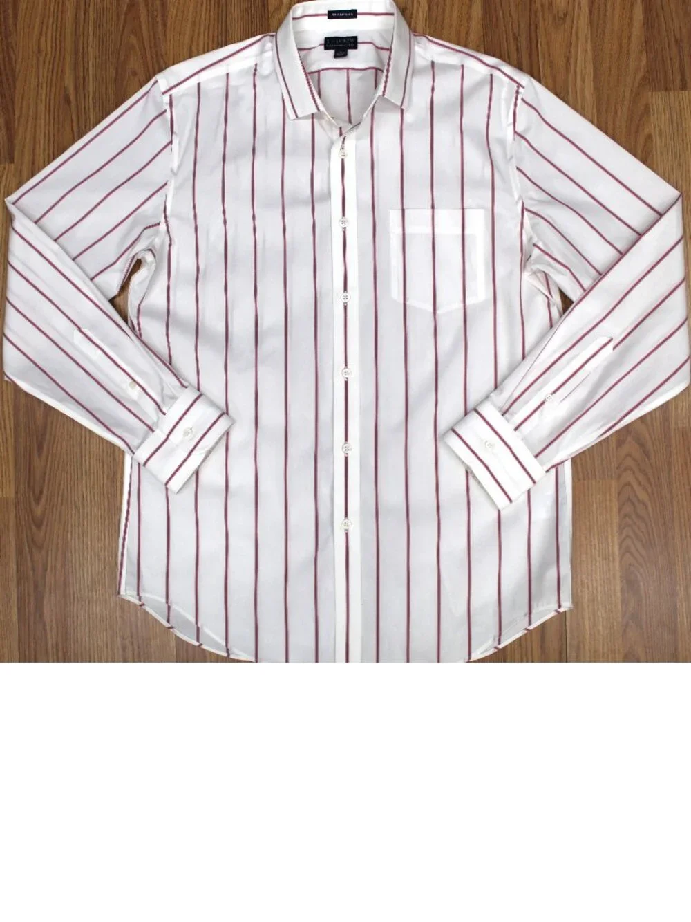 J.CREW THOMPSON REGULAR FIT COTTON/SPANDEX SHIRT DARK RED & WHITE Sz LARGE, L